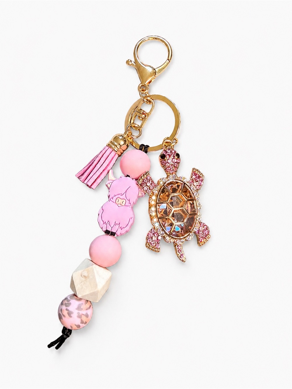 Pink Turtle & Llama Charm Keychain / Purse Charm 🩷🐢